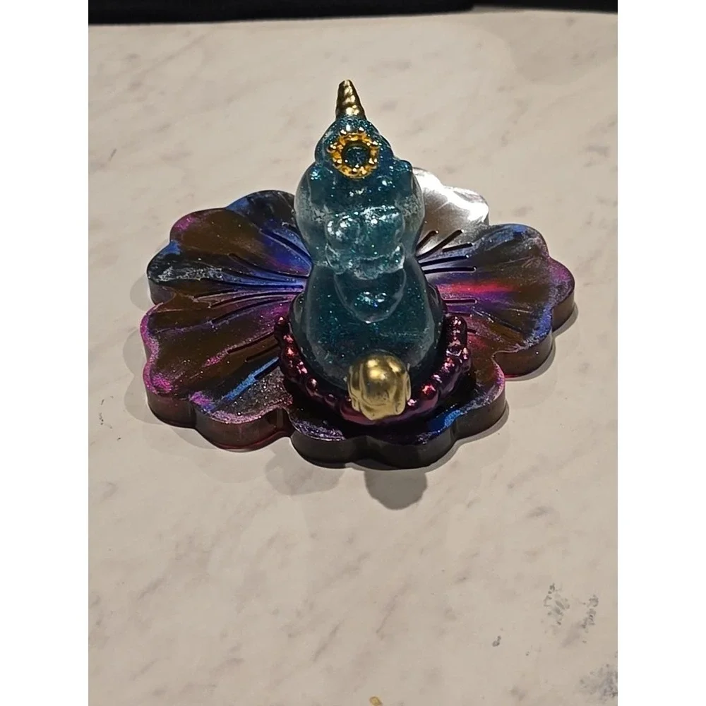 Handmade Resin Cell Phone Holder  Teal Pink Blue Unicorn‎ 739